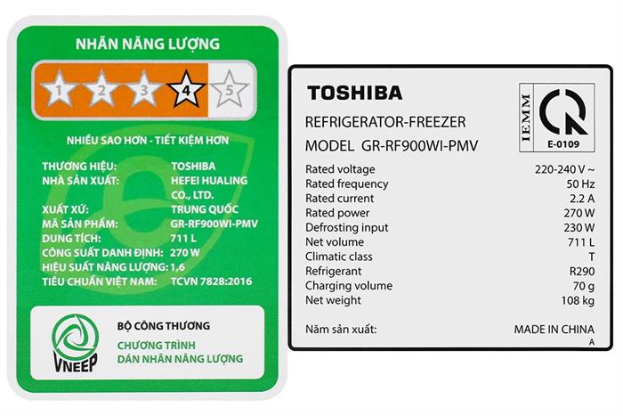 Tủ lạnh Toshiba Inverter 711 lít Multi Door GR-RF900WI-PMV(06)-MG